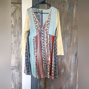Kori American mixed print Boho style dress